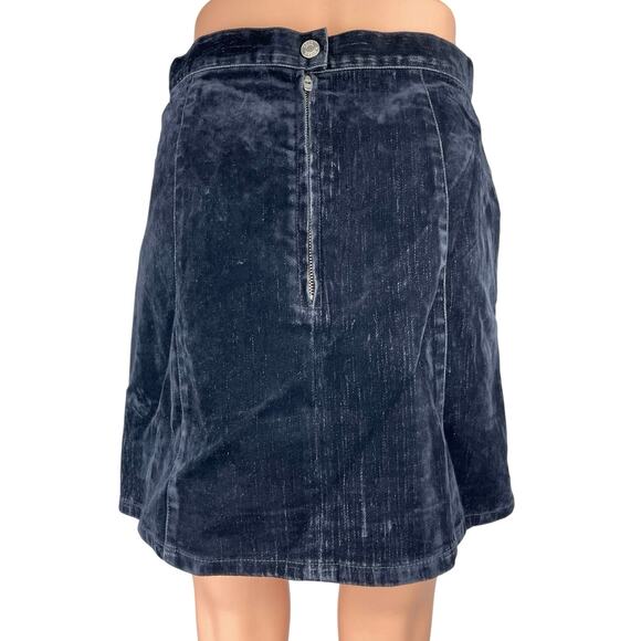 ASOS Design Blue Velvet Velour Mini Straight Pencil Denim Jeans Skirt Size 6 - Picture 3 of 6